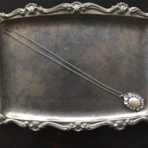 Pearl and Rhinestone Pendant Necklace